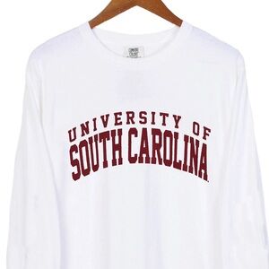 University of South Carolina Comfort Colors White Cropped Long Sleeve Top